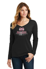 Women's Mississippi State Bulldogs Long Sleeve V-Neck Tee Shirt - Bulldogs Spotlight and Shadow