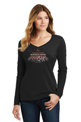Women's Texas State Bobcats Long Sleeve V-Neck Tee Shirt - Spotlight Bobcats