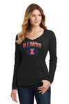 Women's Illinois Fighting Illini Long Sleeve V-Neck Tee Shirt - Full Color Fade Illinois Arch