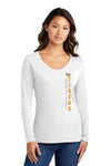 Women's LSU Tigers Long Sleeve V-Neck Tee Shirt - Vertical Louisiana State University Tigers