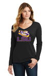 Women's LSU Tigers Long Sleeve V-Neck Tee Shirt - Tiger Eye LSU