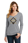 Women's Vanderbilt Commodores Long Sleeve V-Neck Shirt - VandyBoys Baseball