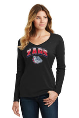 Women's Gonzaga Bulldogs Long Sleeve V-Neck Tee Shirt - Zags Full Color Fade