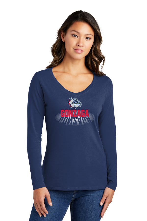 Women's Gonzaga Bulldogs Long Sleeve V-Neck Tee Shirt - Spotlight Gonzaga