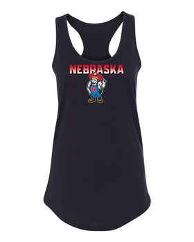 Women's Nebraska Huskers Tank Top - Full Color Nebraska Fade with Herbie Husker