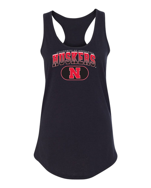 Women's Nebraska Huskers Tank Top - Full Color Huskers Fade with Block N