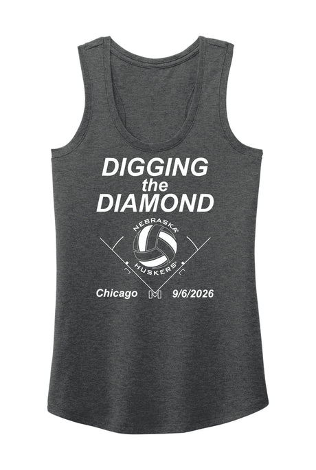 Women's Nebraska Huskers Tank Top - Nebraska Volleyball Digging the Diamond