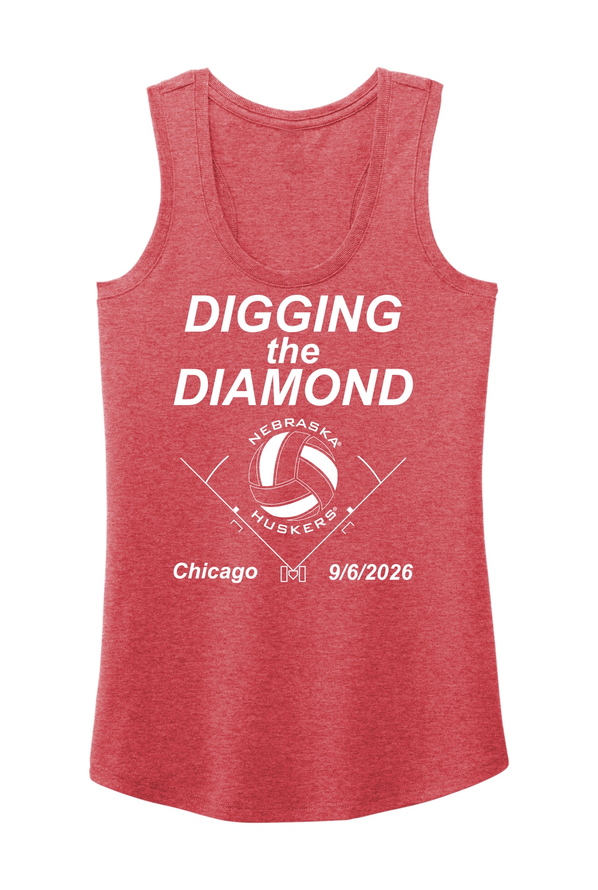 Women's Nebraska Huskers Tank Top - Nebraska Volleyball Digging the Diamond