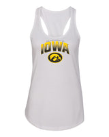 Women's Iowa Hawkeyes Tank Top - Full Color IOWA Fade Tigerhawk Oval