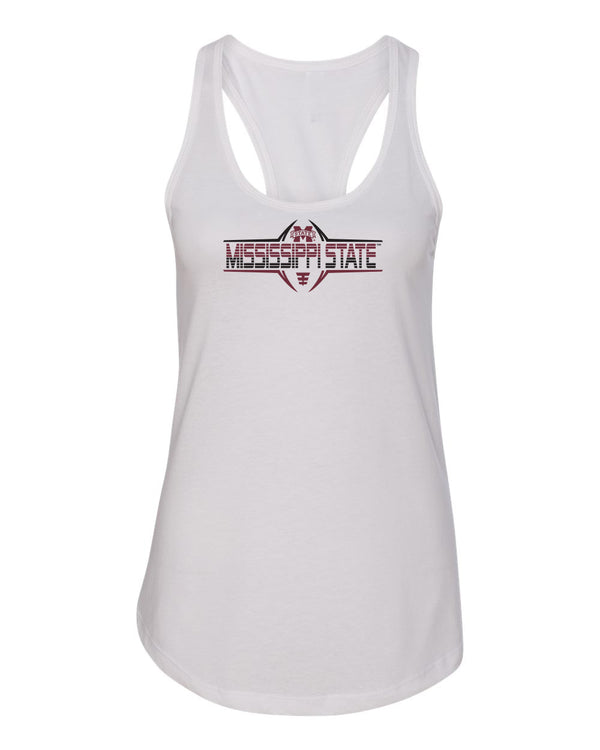 Women's Mississippi State Bulldogs Tank Top - Striped MSU Bulldogs Football Laces