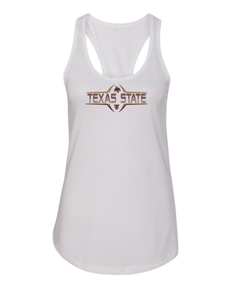 Women's Texas State Bobcats Tank Top - Striped Texas State Football Laces