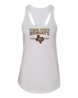 Women's Texas State Bobcats Tank Top - 3 Stripe State Outline Logo