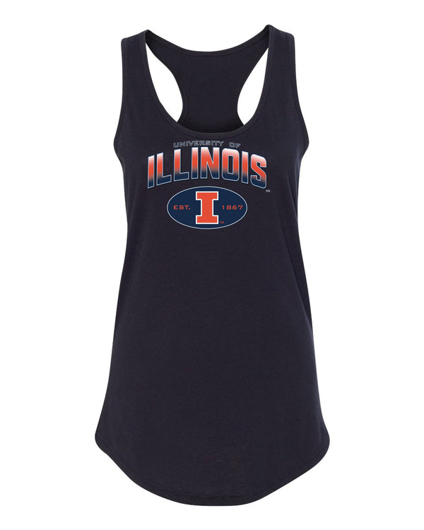 Women's Illinois Fighting Illini Tank Top - Full Color Fade Illinois Arch