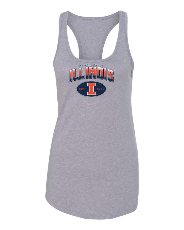 Women's Illinois Fighting Illini Tank Top - Full Color Fade Illinois Arch