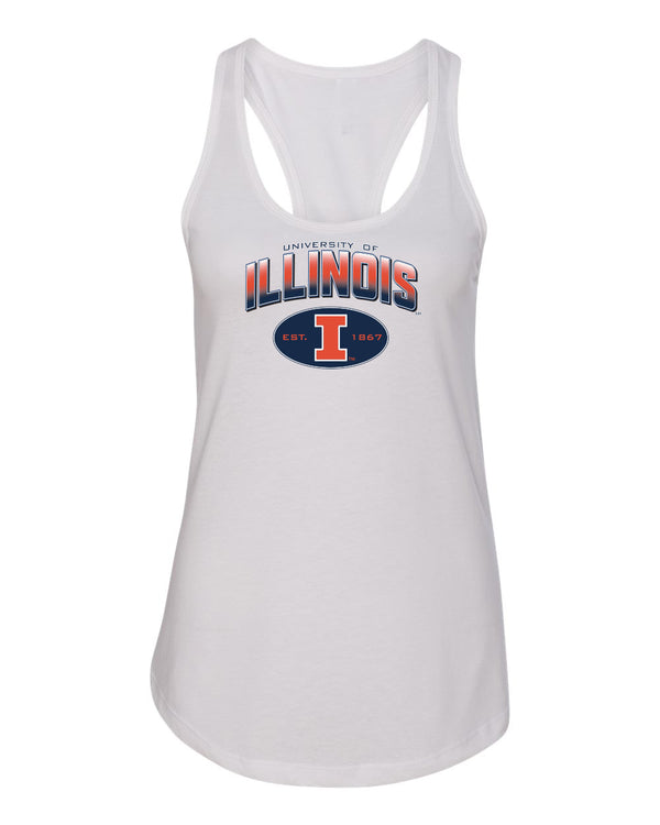 Women's Illinois Fighting Illini Tank Top - Full Color Fade Illinois Arch