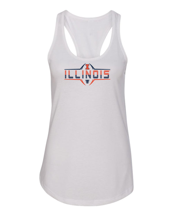 Women's Illinois Fighting Illini Tank Top - Striped Illinois Football Laces