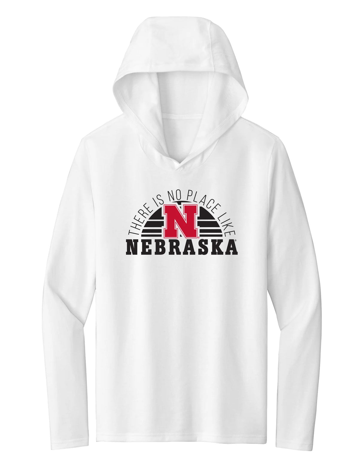 Women's Nebraska Huskers Long Sleeve Hooded Tee Shirt - No Place Like Nebraska