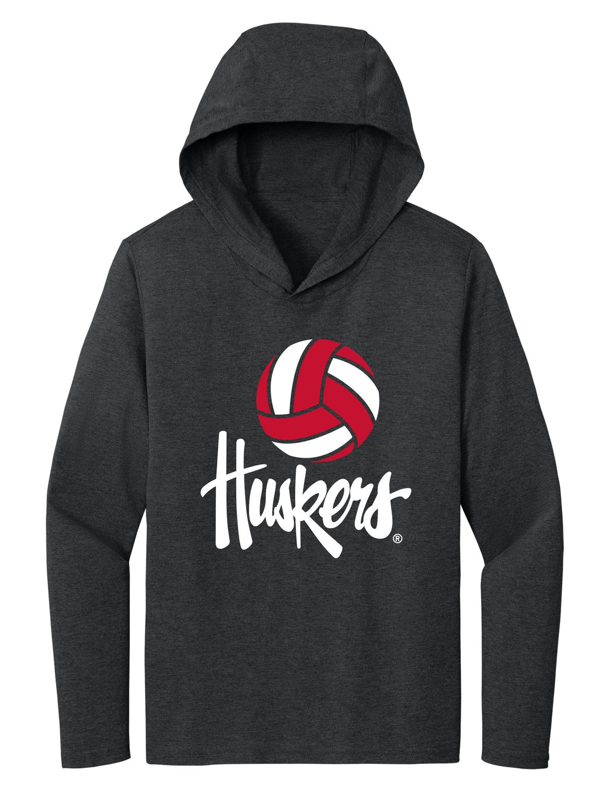 Women's Nebraska Husker Tee Shirt Long Sleeve Hooded - Volleyball Legacy Script Huskers