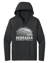 Women's Nebraska Huskers Long Sleeve Hooded Tee Shirt - Nebraska Basketball Logo