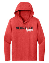 Women's Nebraska Huskers Long Sleeve Hooded Tee Shirt - Script Huskers Overlap