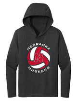 Women's Nebraska Huskers Long Sleeve Hooded Tee Shirt - Huskers Volleyball Block N
