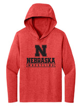 Women's Nebraska Huskers Long Sleeve Hooded Tee Shirt - Nebraska Wrestling Black Ink