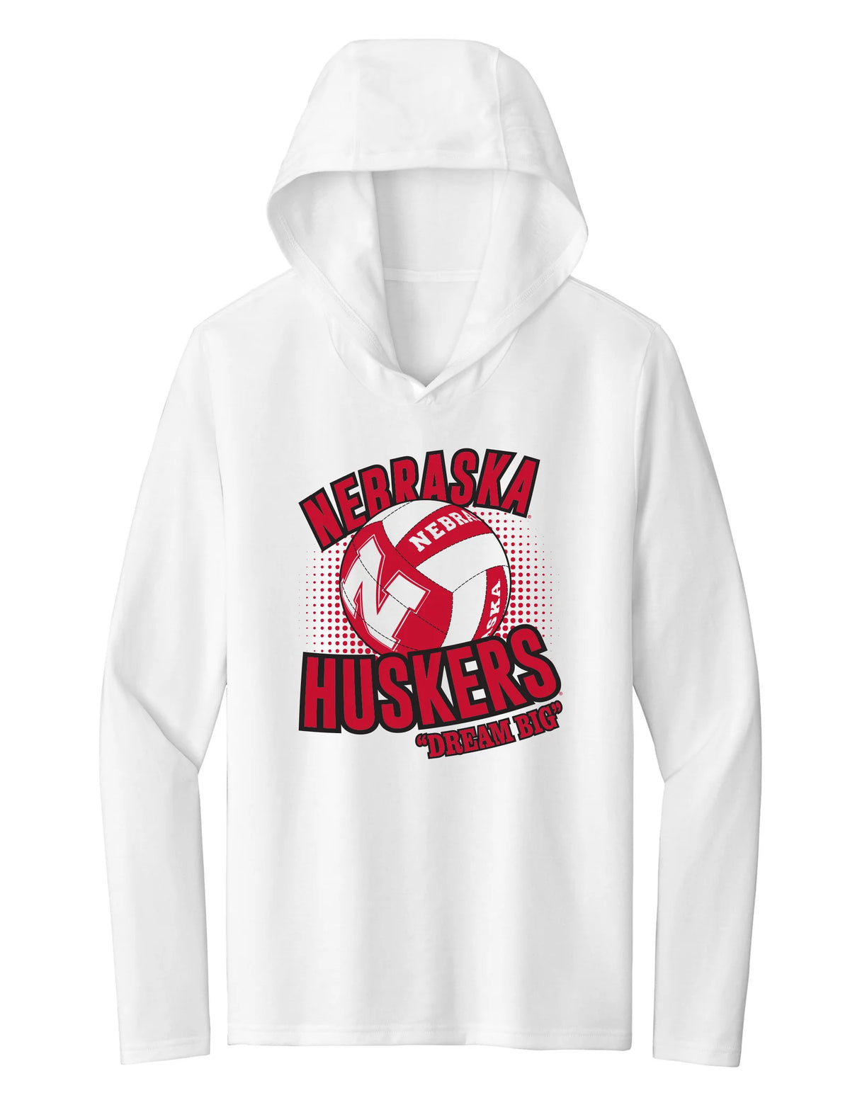 Women's Nebraska Huskers Long Sleeve Hooded Tee Shirt - Huskers Volleyball Dream Big