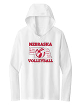 Women's Nebraska Huskers Long Sleeve Hooded Tee Shirt - Huskers Volleyball 5-Time National Champions