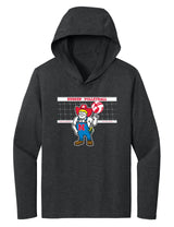 Women's Nebraska Huskers Long Sleeve Hooded Tee Shirt - Nebraska Volleyball with Herbie Husker