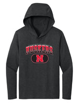 Women's Nebraska Huskers Long Sleeve Hooded Tee Shirt - Full Color Huskers Fade with Block N