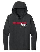 Women's Nebraska Huskers Long Sleeve Hooded Tee Shirt - Script Huskers Overlap Nebraska