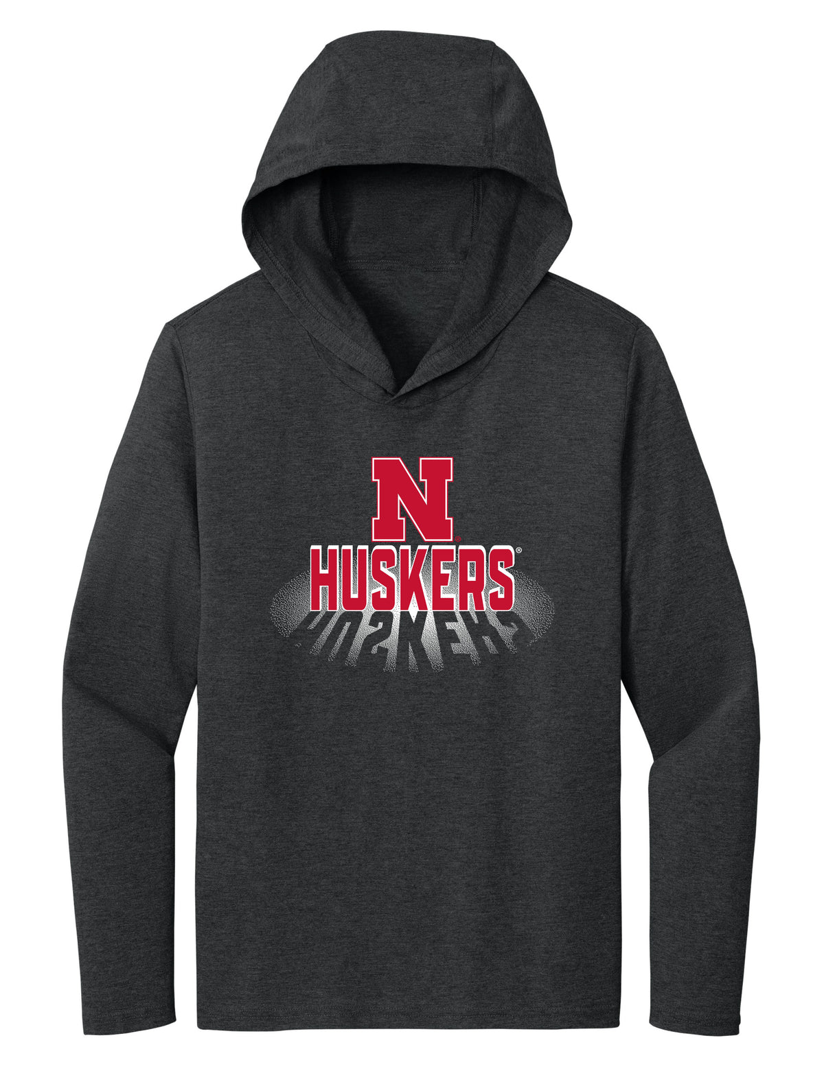 Women's Nebraska Huskers Long Sleeve Hooded Tee Shirt - 3D Huskers Spotlight Shadow