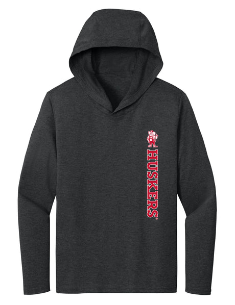 Women's Nebraska Huskers Long Sleeve Hooded Tee Shirt - Vertical Huskers Herbie Husker