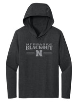 Women's Nebraska Huskers Long Sleeve Hooded Tee Shirt - Nebraska Blackout Block N
