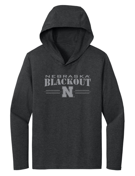 Women's Nebraska Huskers Long Sleeve Hooded Tee Shirt - Nebraska Blackout Block N