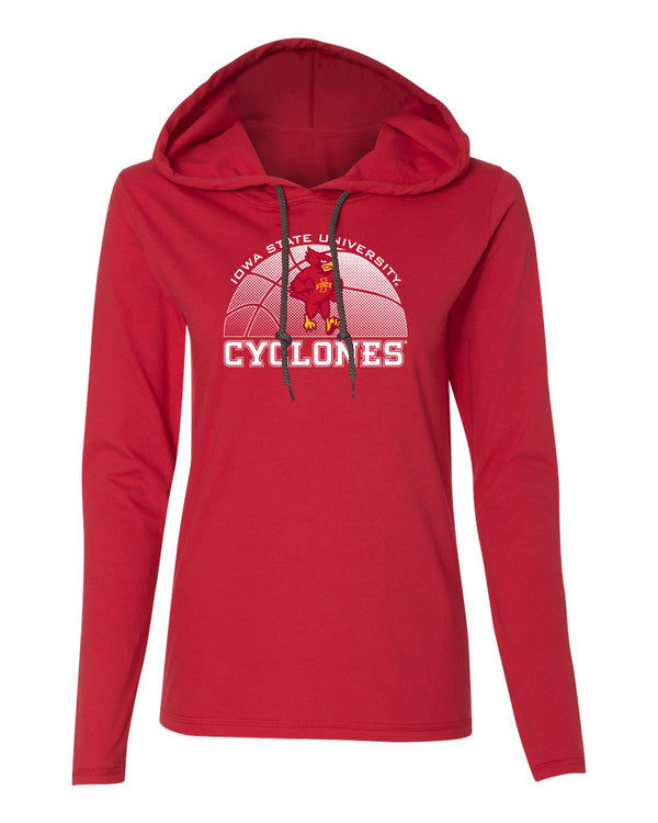 Women's Iowa State Cyclones Long Sleeve Hooded Tee Shirt - Iowa State Basketball with Cy