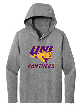 Women's Northern Iowa Panthers Long Sleeve Hooded Tee Shirt - UNI Purple and Gold Primary Logo