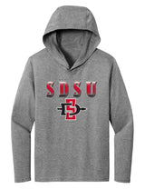Women's San Diego State Aztecs Long Sleeve Hooded Tee Shirt - SDSU Full Color Fade Aztecs Logo