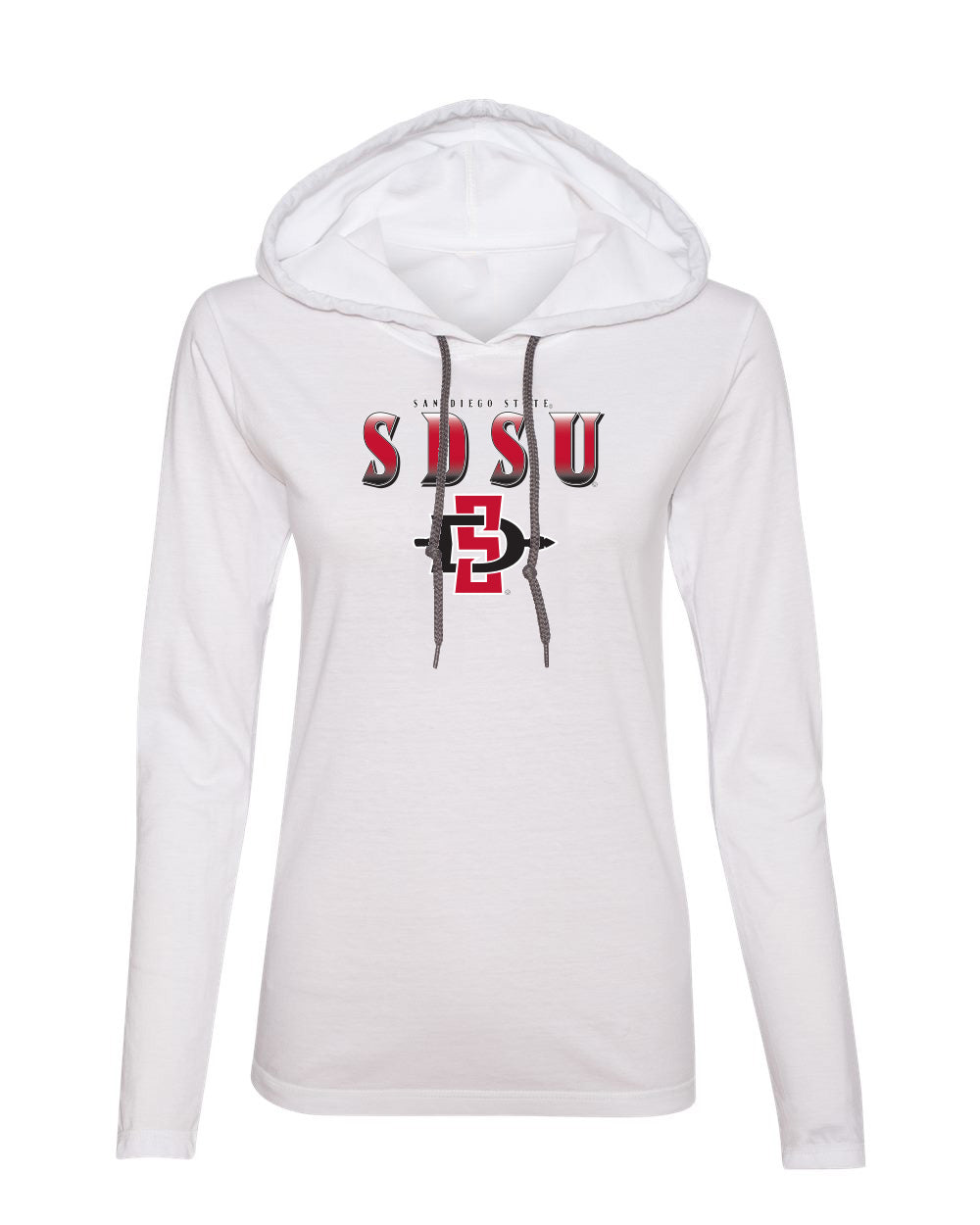 Women's San Diego State Aztecs Long Sleeve Hooded Tee Shirt - SDSU Full Color Fade Aztecs Logo