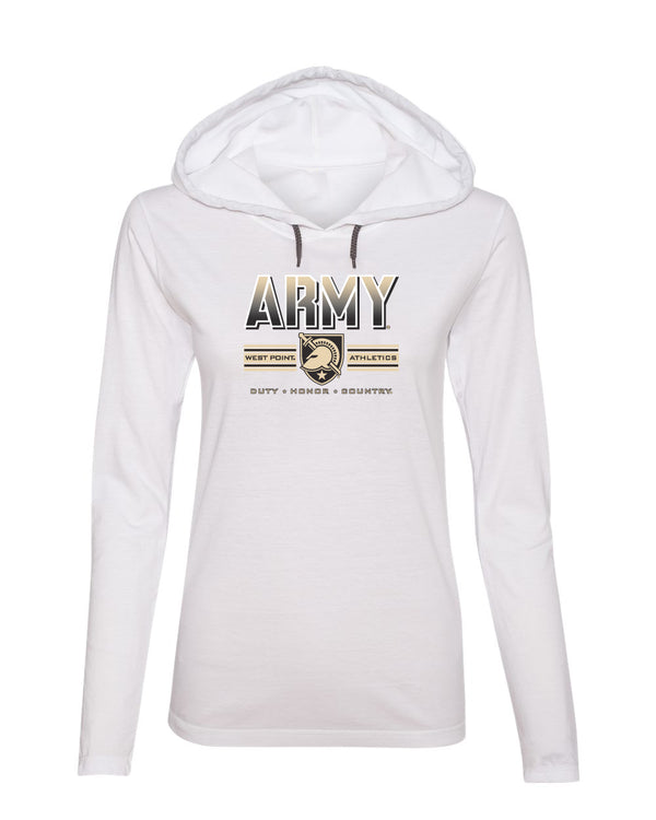 Women's Army Black Knights Long Sleeve Hooded Tee Shirt - Army Full Color Fade Primary Logo