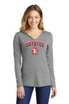 Women's South Dakota Coyotes Long Sleeve Hooded Tee Shirt - Coyotes Full Color Fade Primary Logo