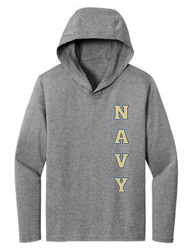 Women's Navy Midshipmen Long Sleeve Hooded Tee Shirt - USNA Vertical Navy