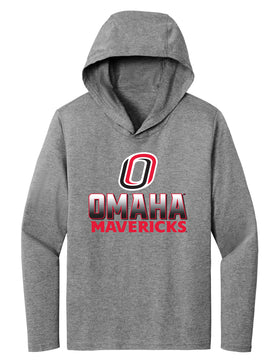 Women's Omaha Mavericks Long Sleeve Hooded Tee Shirt - Full Color Fade Omaha