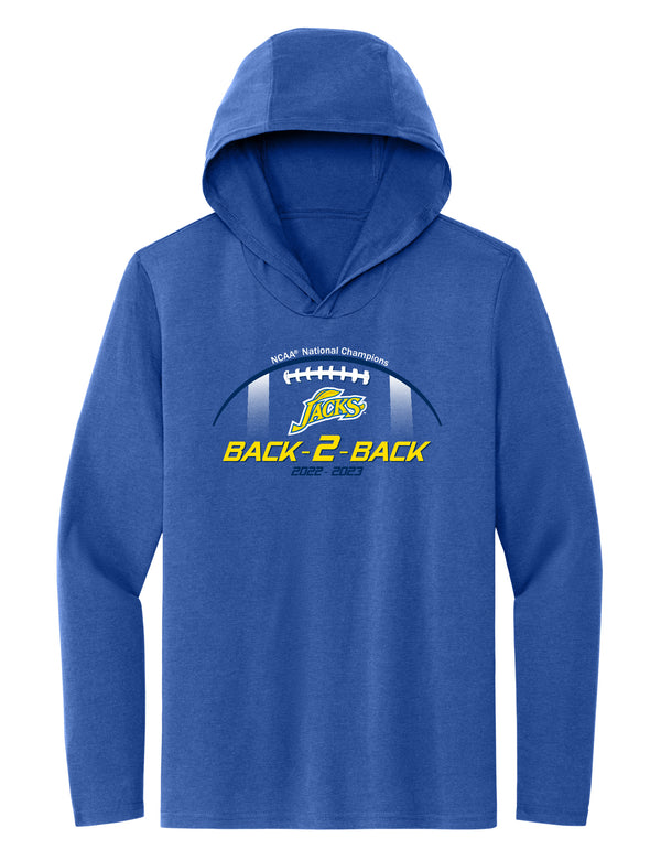 Women's South Dakota State Jackrabbits Long Sleeve Hooded Tee Shirt - Back-2-Back Football National Champions