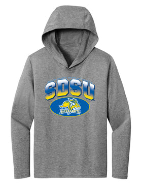 Women's South Dakota State Jackrabbits Long Sleeve Hooded Tee Shirt - SDSU Full Color Fade Plus Primary Logo