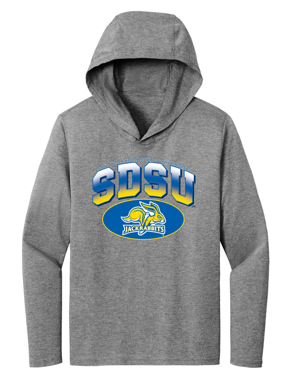 Women's South Dakota State Jackrabbits Long Sleeve Hooded Tee Shirt - SDSU Full Color Fade Plus Primary Logo