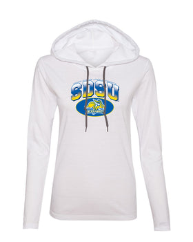 Women's South Dakota State Jackrabbits Long Sleeve Hooded Tee Shirt - SDSU Full Color Fade Plus Primary Logo