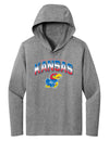 Women's Kansas Jayhawks Long Sleeve Hooded Tee Shirt - Full Color Fade Kansas Logo