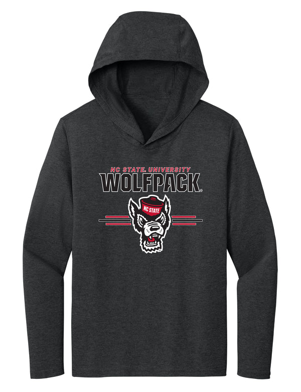 Women's North Carolina State Wolfpack Long Sleeve Hooded Tee Shirt - 3-Stripe Primary Logo