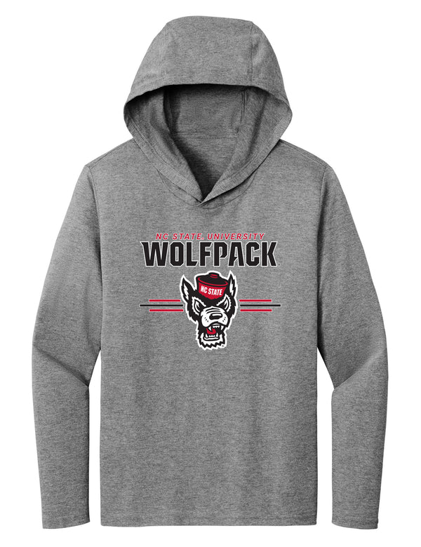 Women's North Carolina State Wolfpack Long Sleeve Hooded Tee Shirt - 3-Stripe Primary Logo
